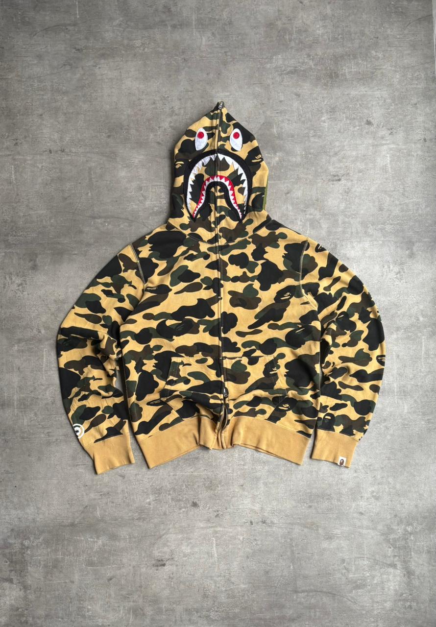 BAPE 1st camo yellow shark full zip hoodie A Bathing Ape Size