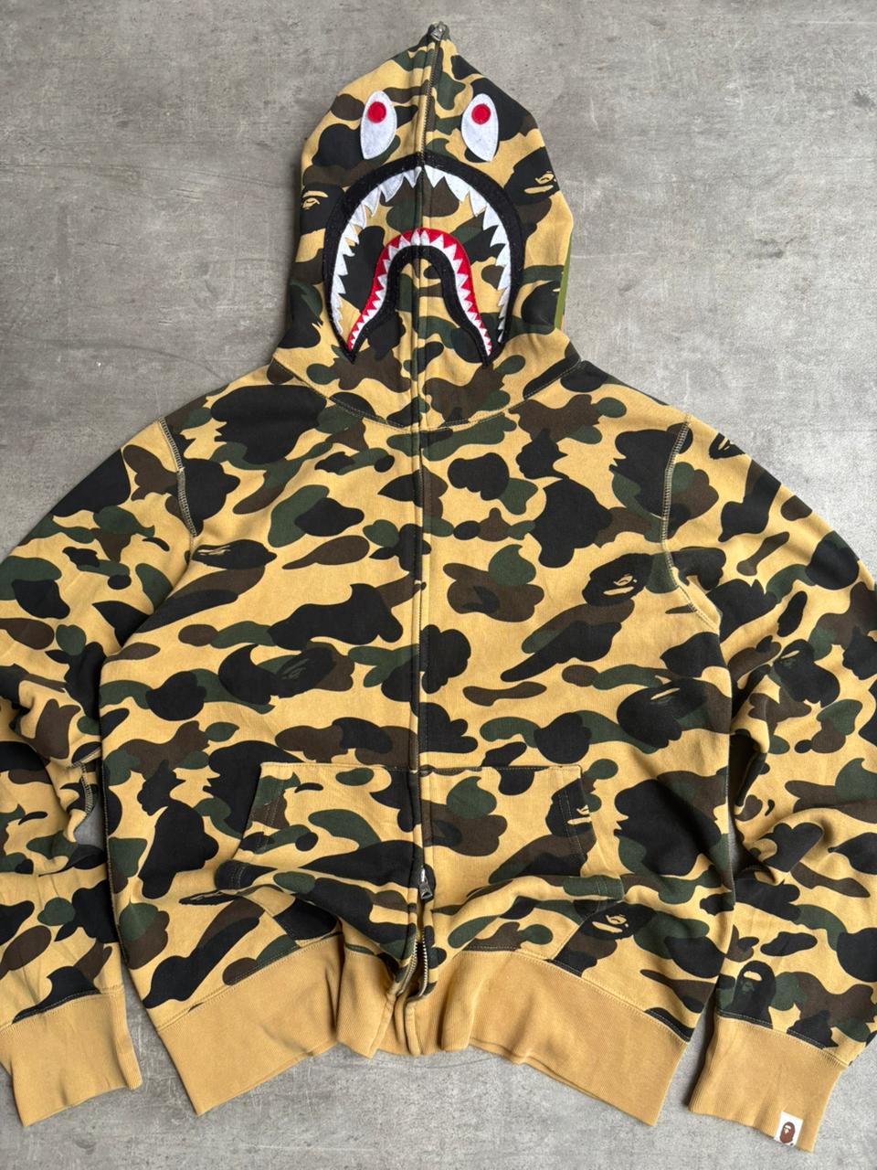 BAPE 1st camo yellow shark full zip hoodie A Bathing Ape Size