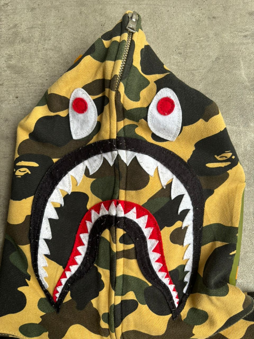 BAPE 1st camo yellow shark full zip hoodie A Bathing Ape Size