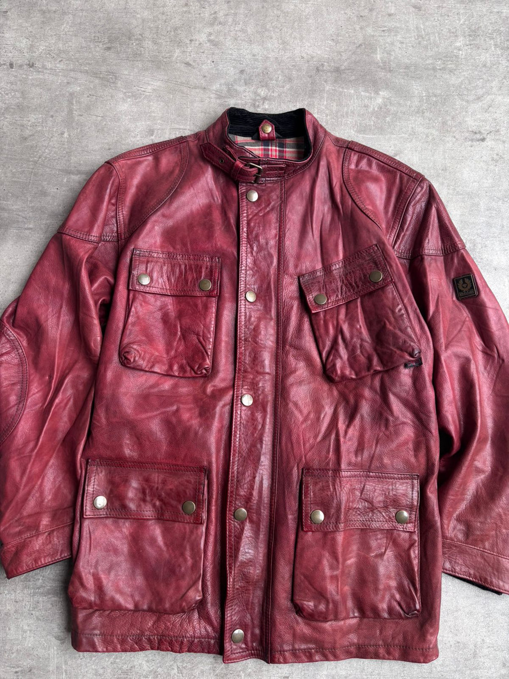 Belstaff trailmaster panther 1966 leather dark red jacket double zipup.