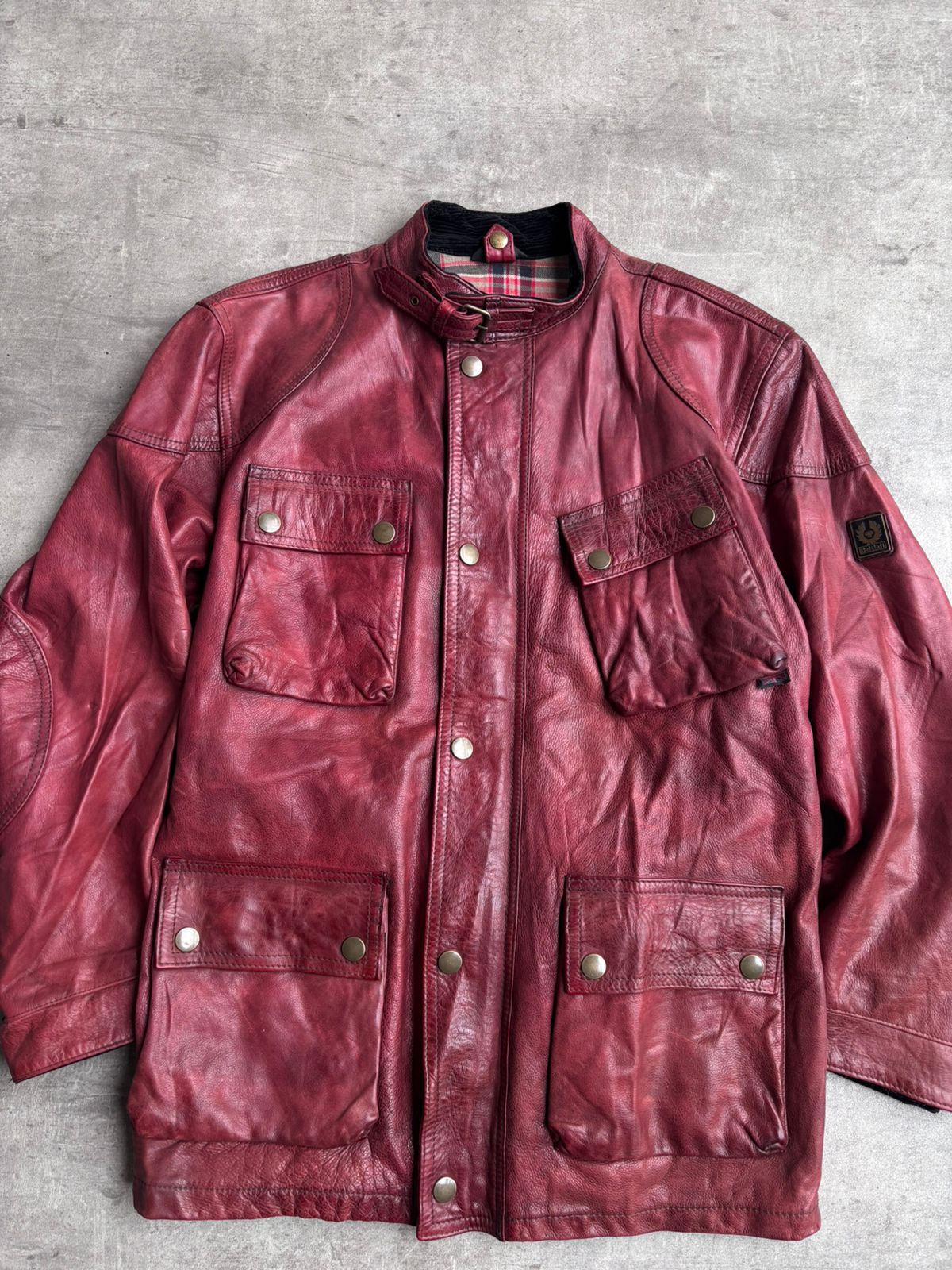 Belstaff trailmaster panther 1966 leather dark red jacket double zipup.