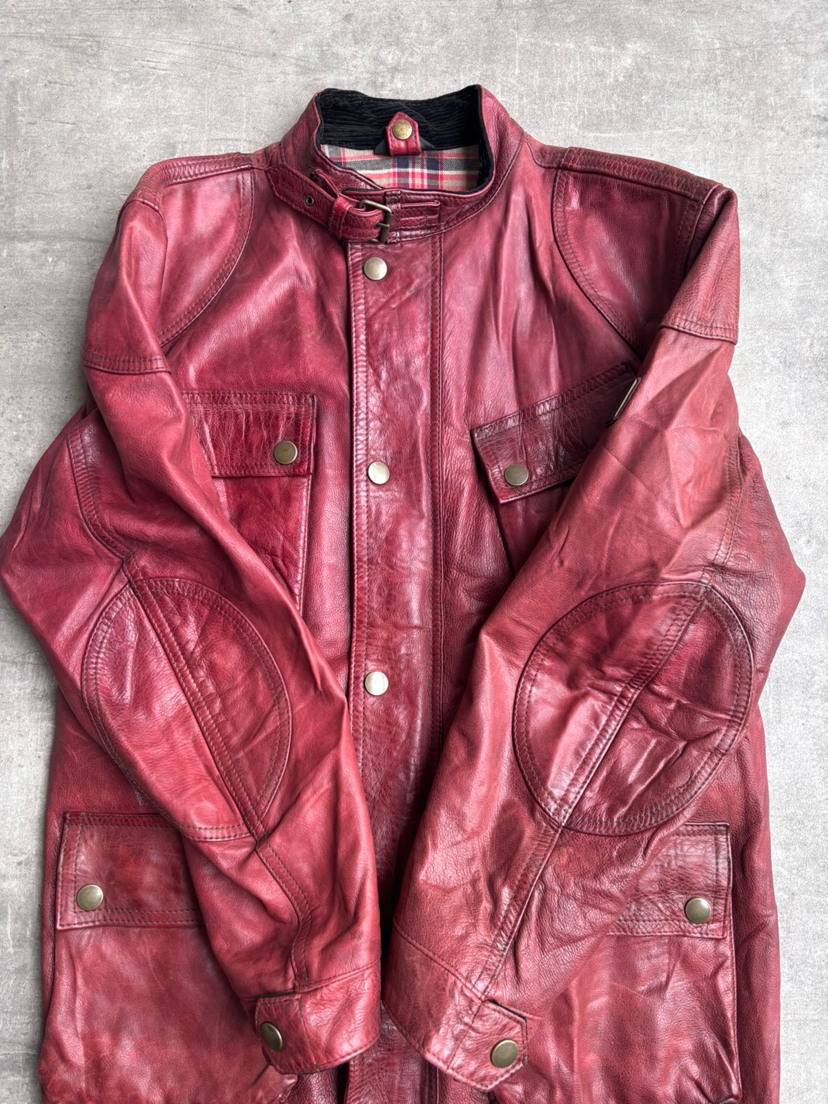 Belstaff trailmaster panther 1966 leather dark red jacket double zipup.
