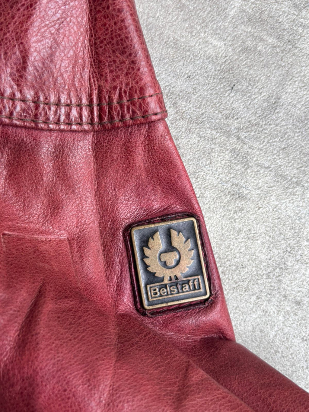 Belstaff trailmaster panther 1966 leather dark red jacket double zipup.