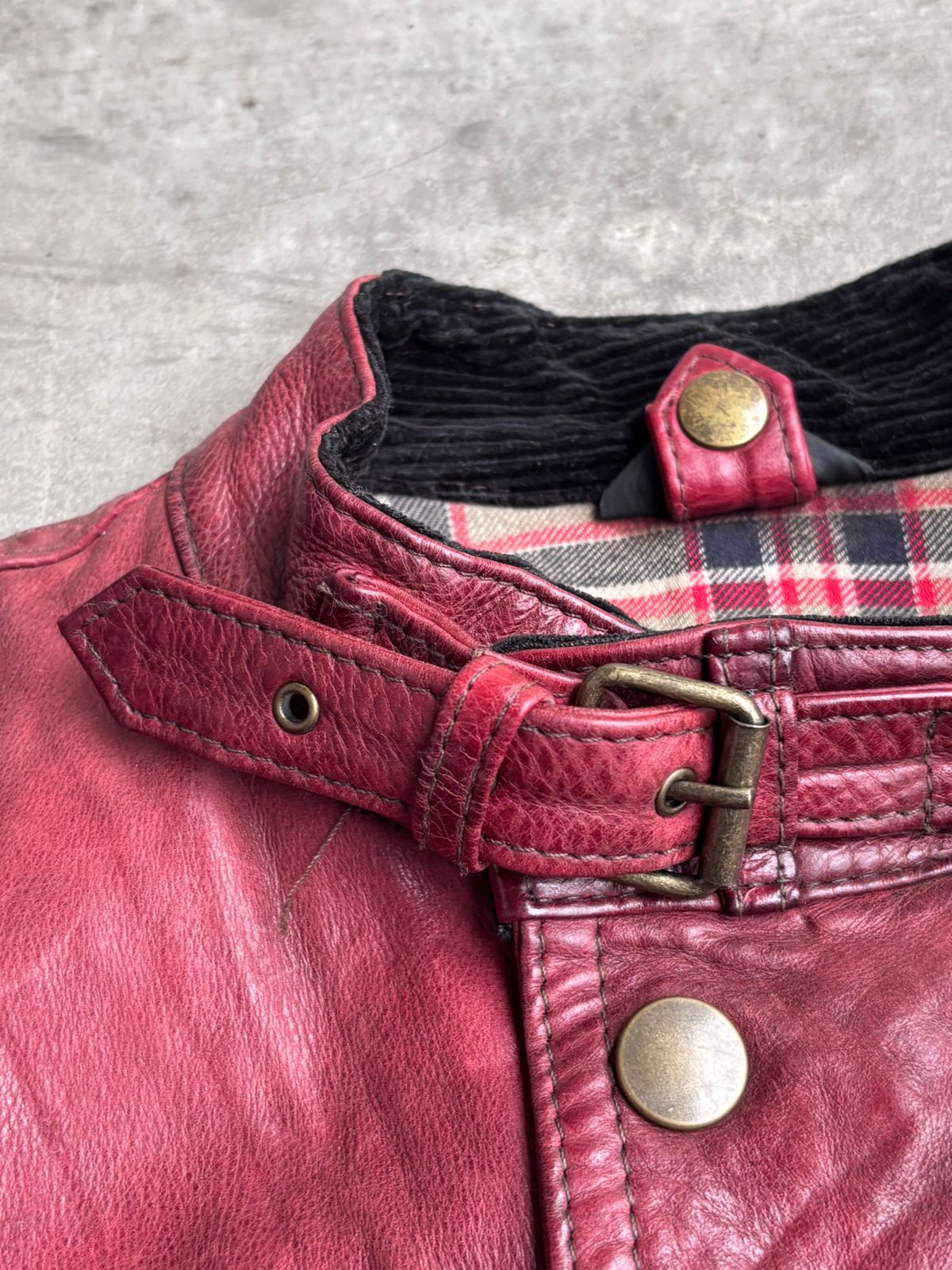 Belstaff trailmaster panther 1966 leather dark red jacket double zipup.