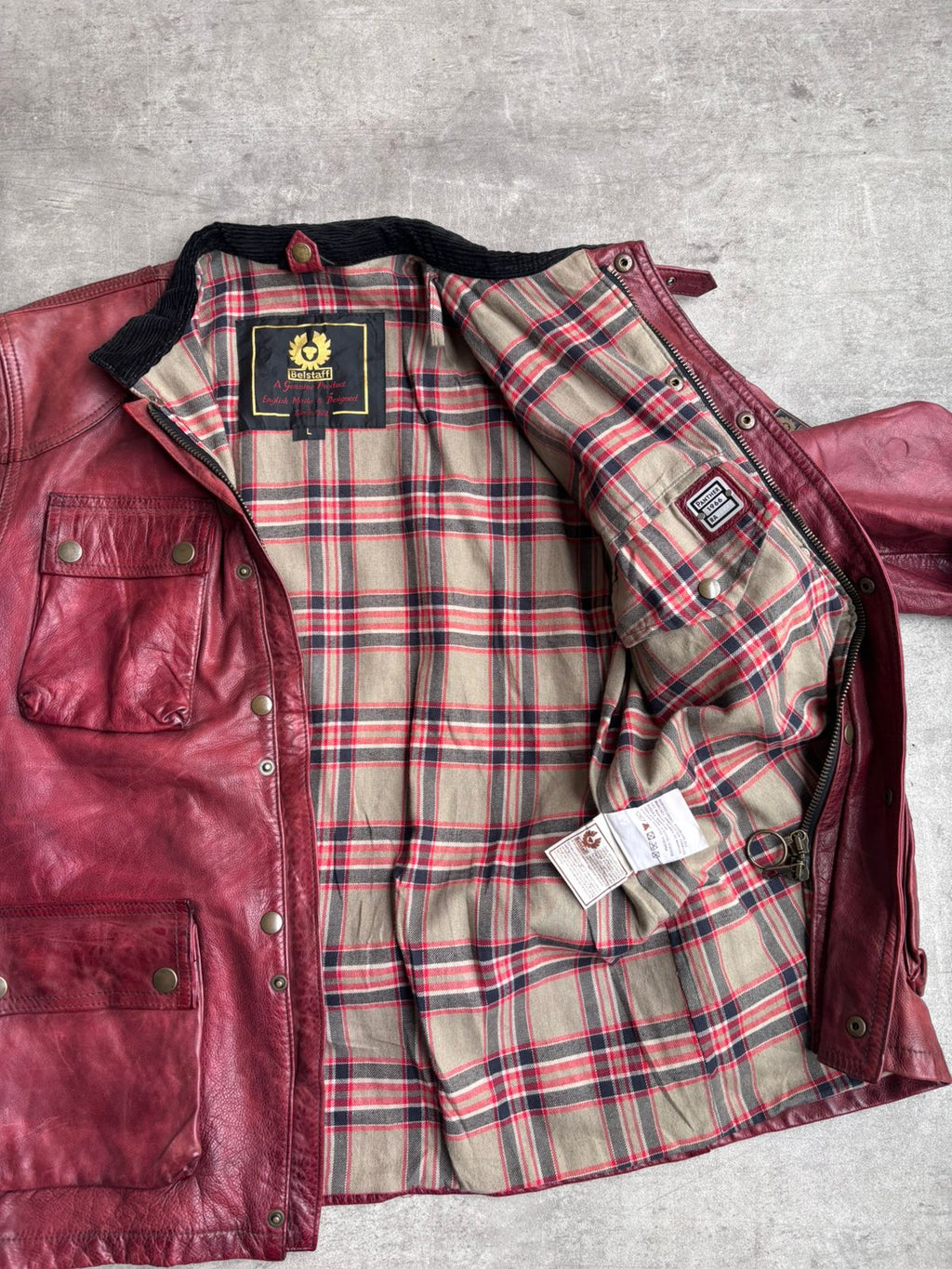 Belstaff trailmaster panther 1966 leather dark red jacket double zipup.