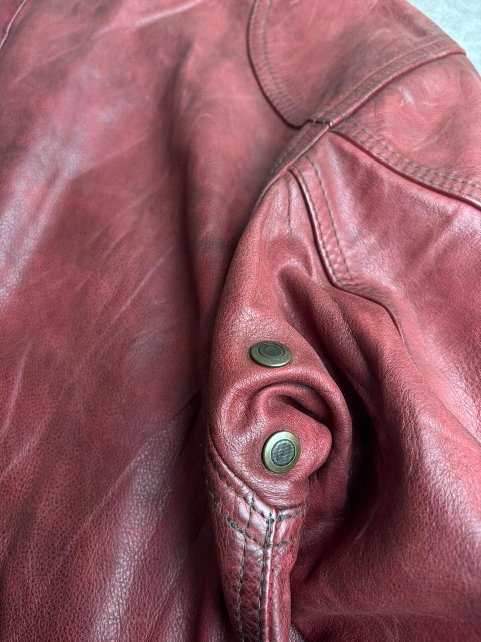 Belstaff trailmaster panther 1966 leather dark red jacket double zipup.