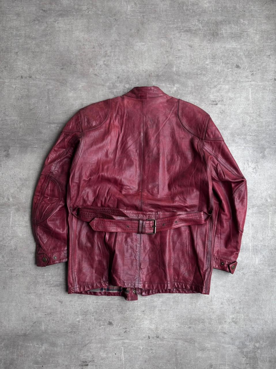 Belstaff trailmaster panther 1966 leather dark red jacket double zipup.