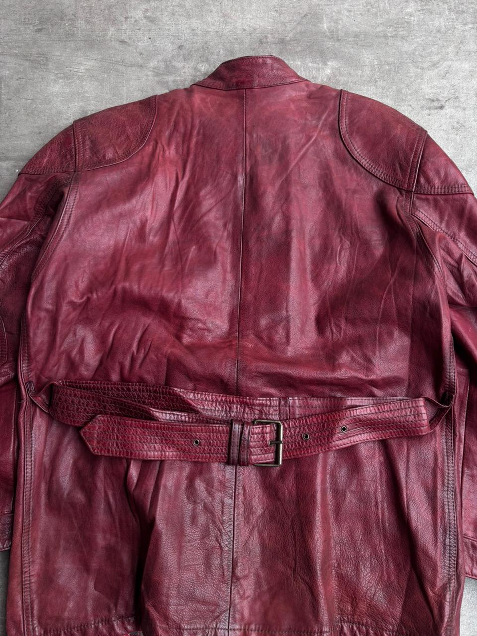 Belstaff trailmaster panther 1966 leather dark red jacket double zipup.