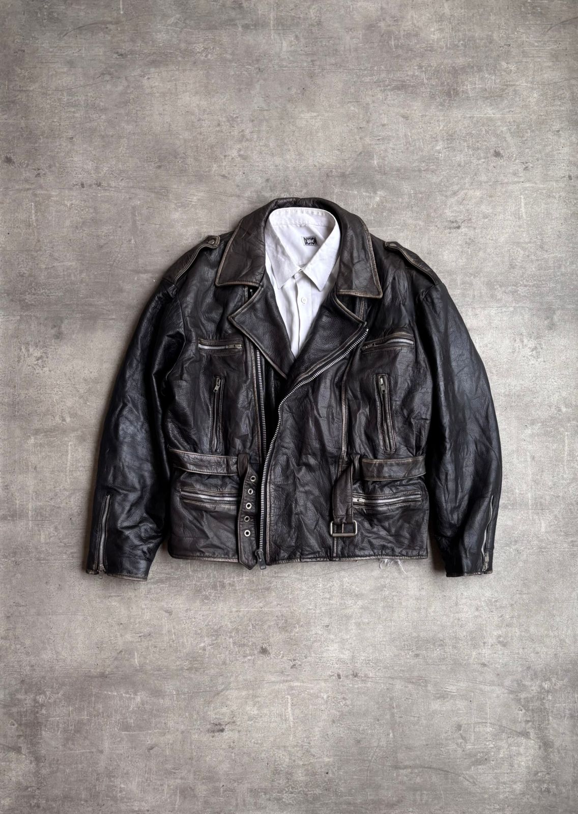 Biker heavy leather Jacket.