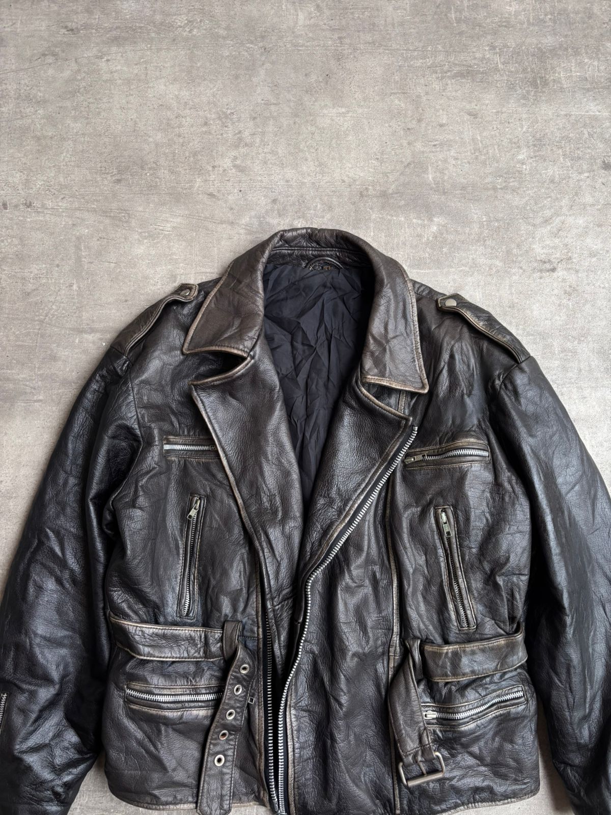 Biker heavy leather Jacket.