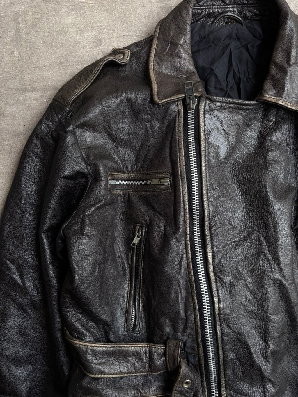 Biker heavy leather Jacket.