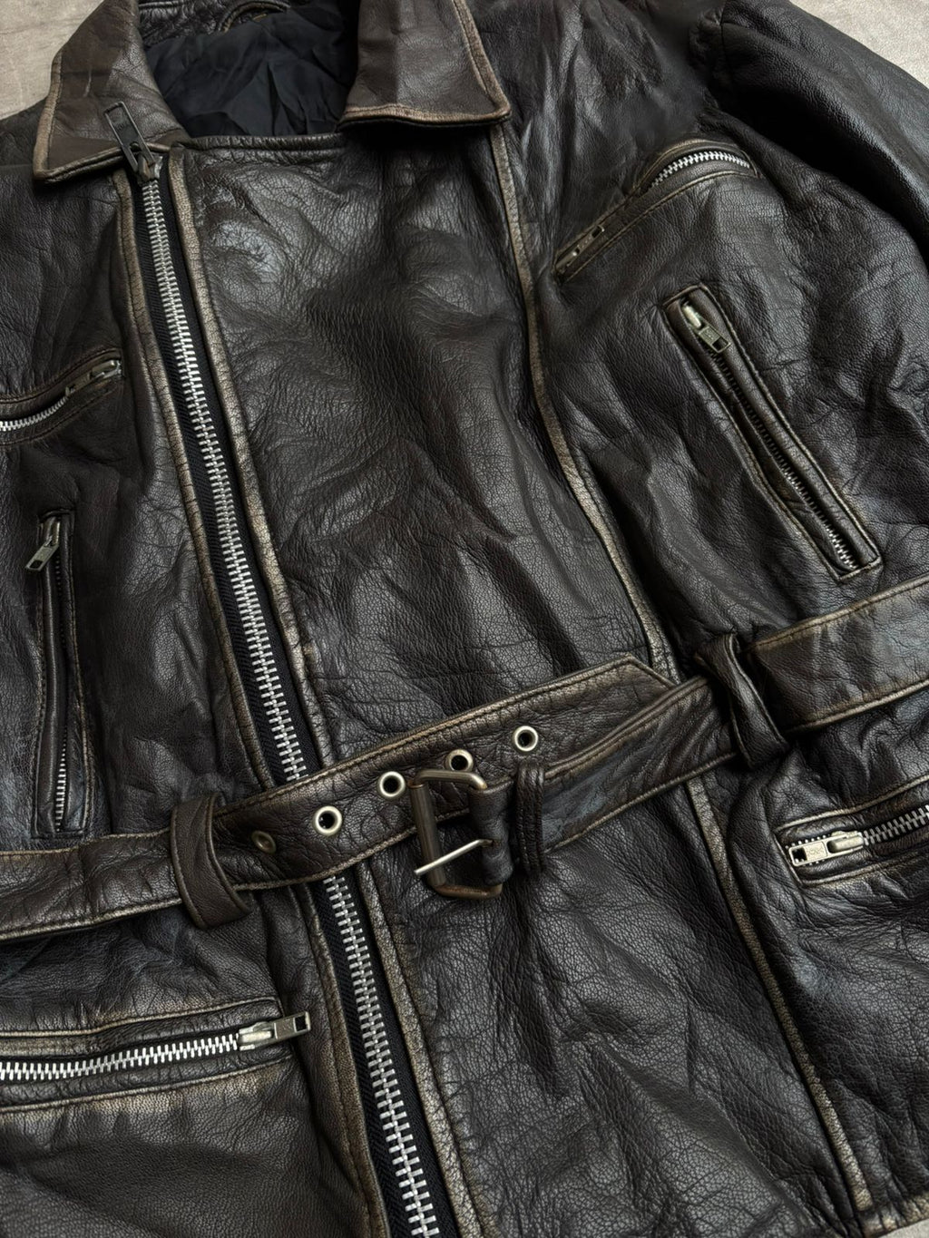 Biker heavy leather Jacket.