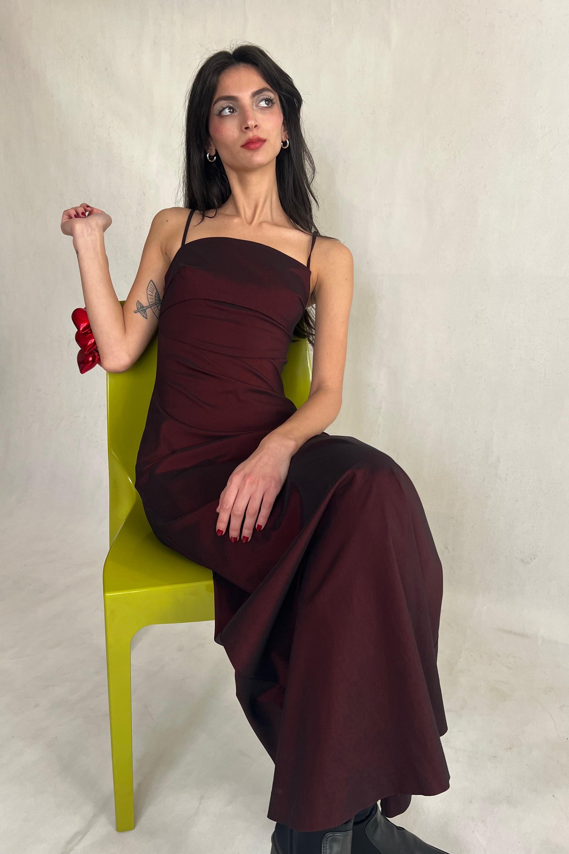 Y2K burgendy slip dress
