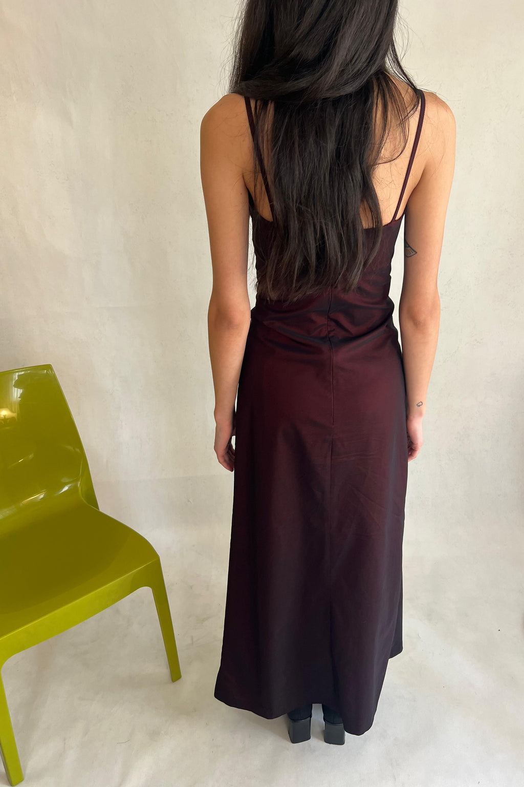Y2K burgendy slip dress