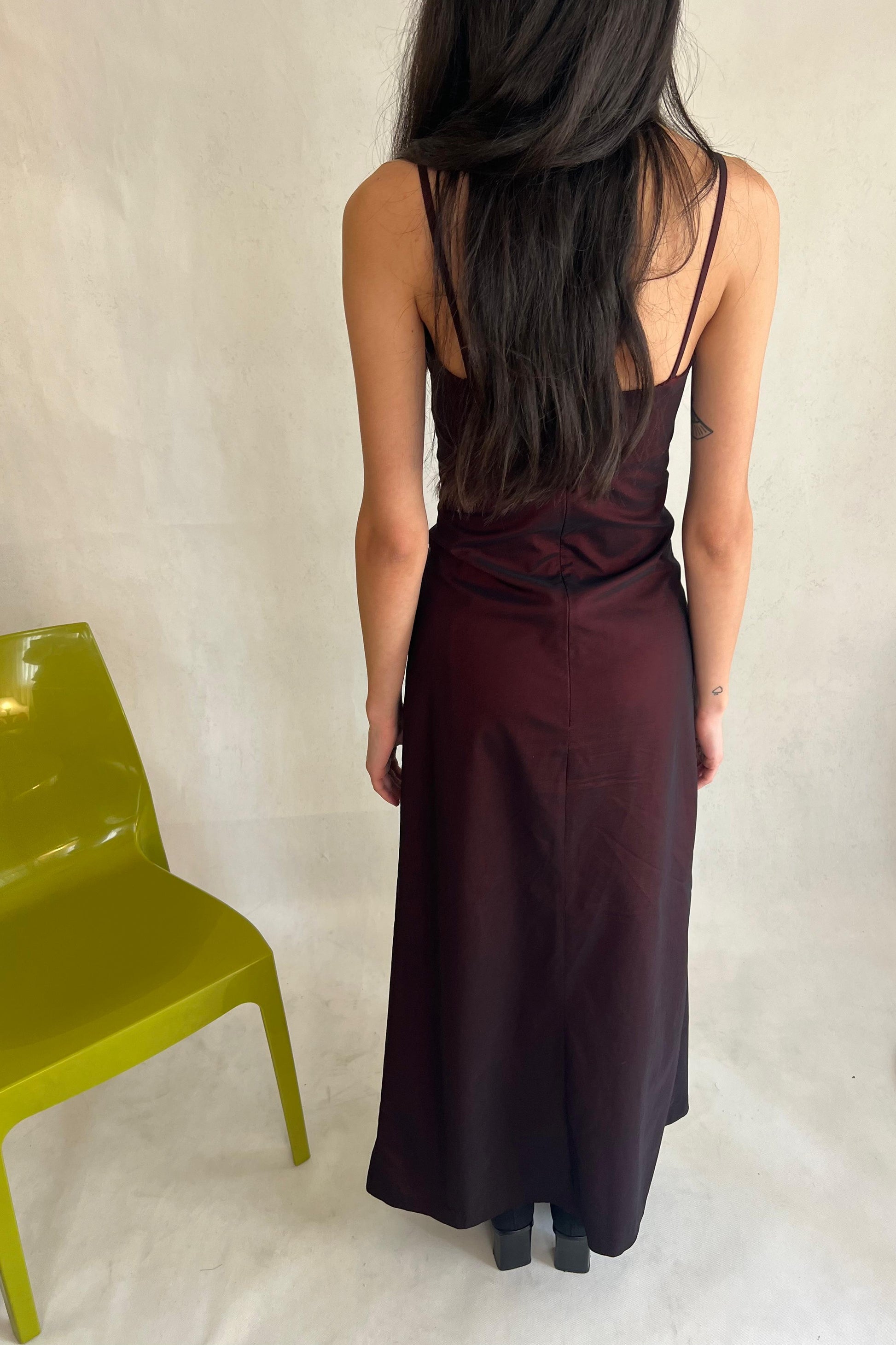 Y2K burgendy slip dress