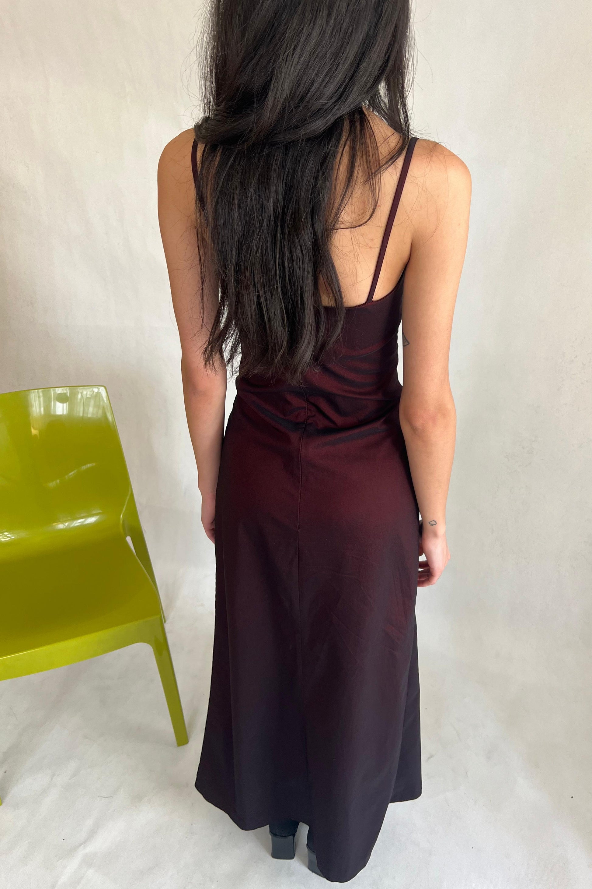 Y2K burgendy slip dress