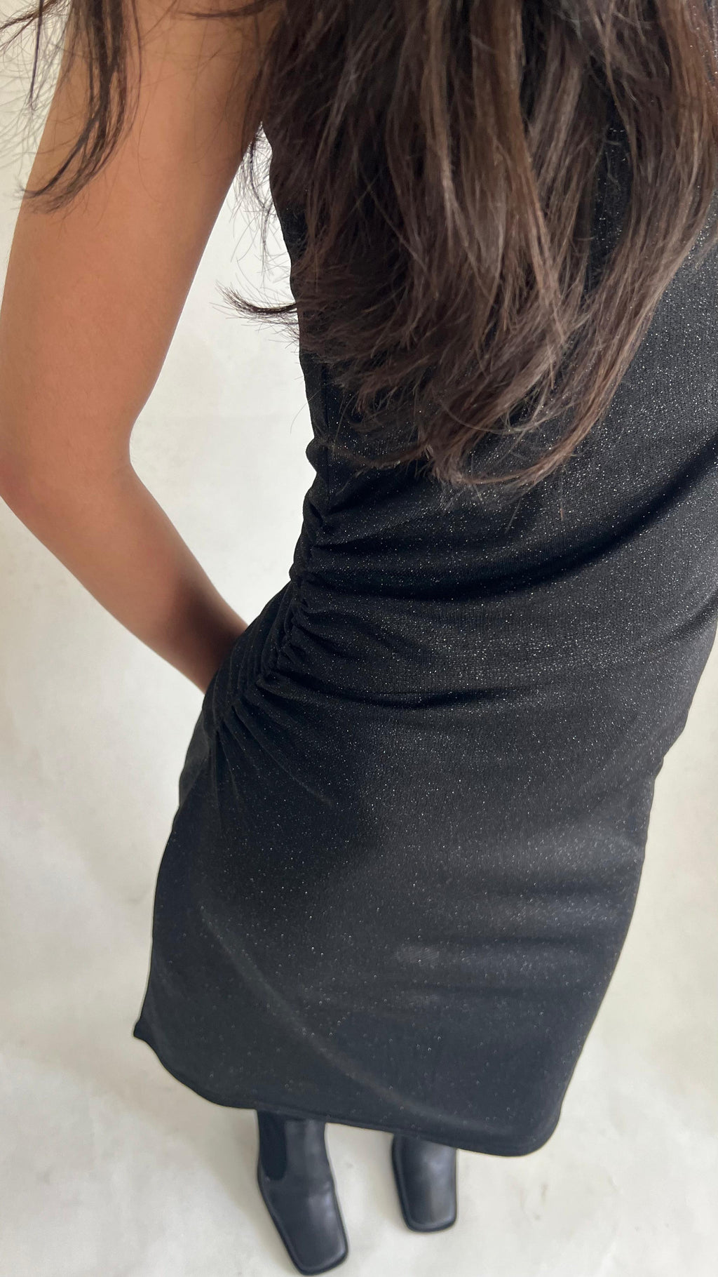 Y2K black halter neck shimmery dress