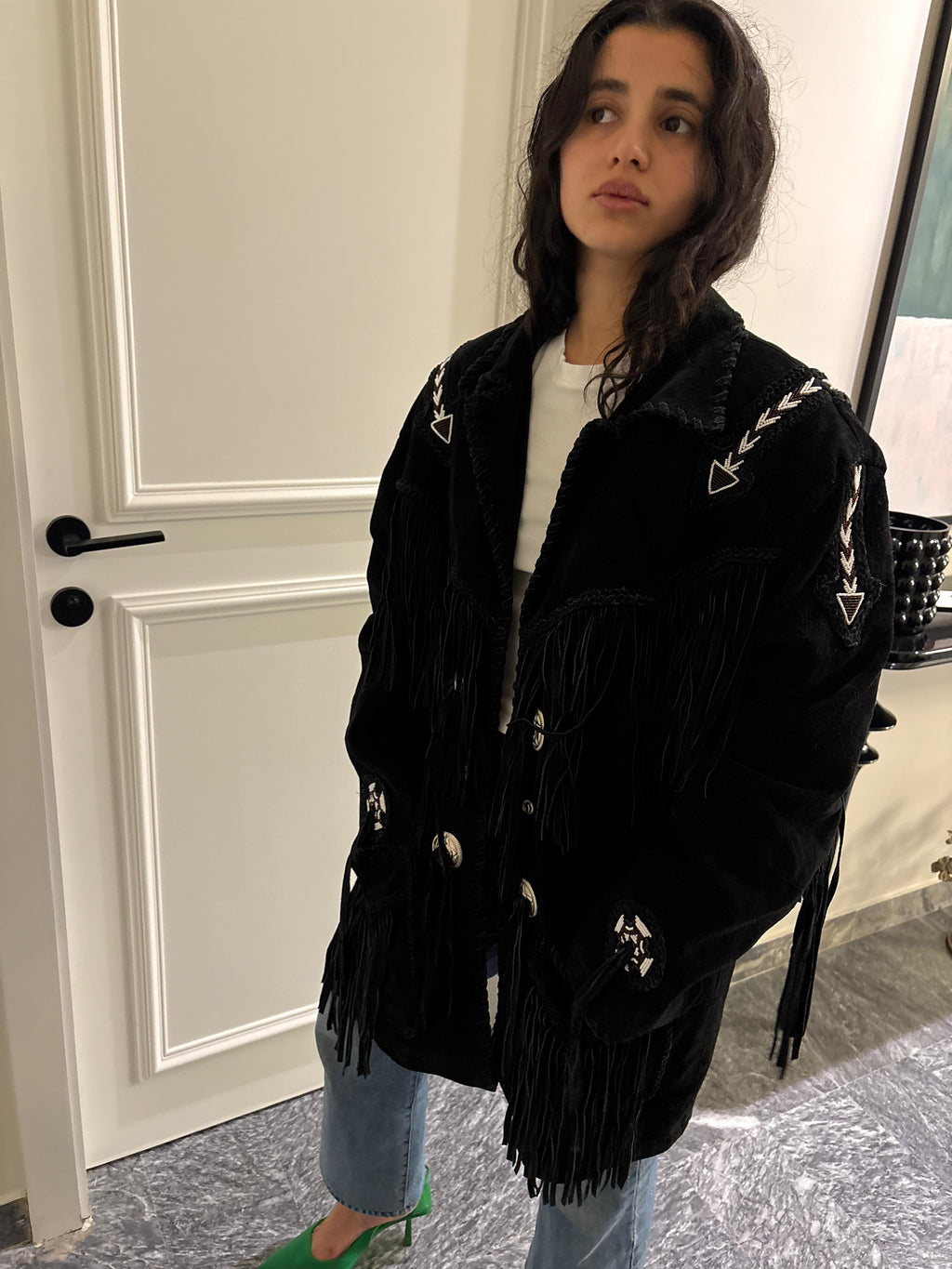 Vintage Western Fringed Suede Jacket