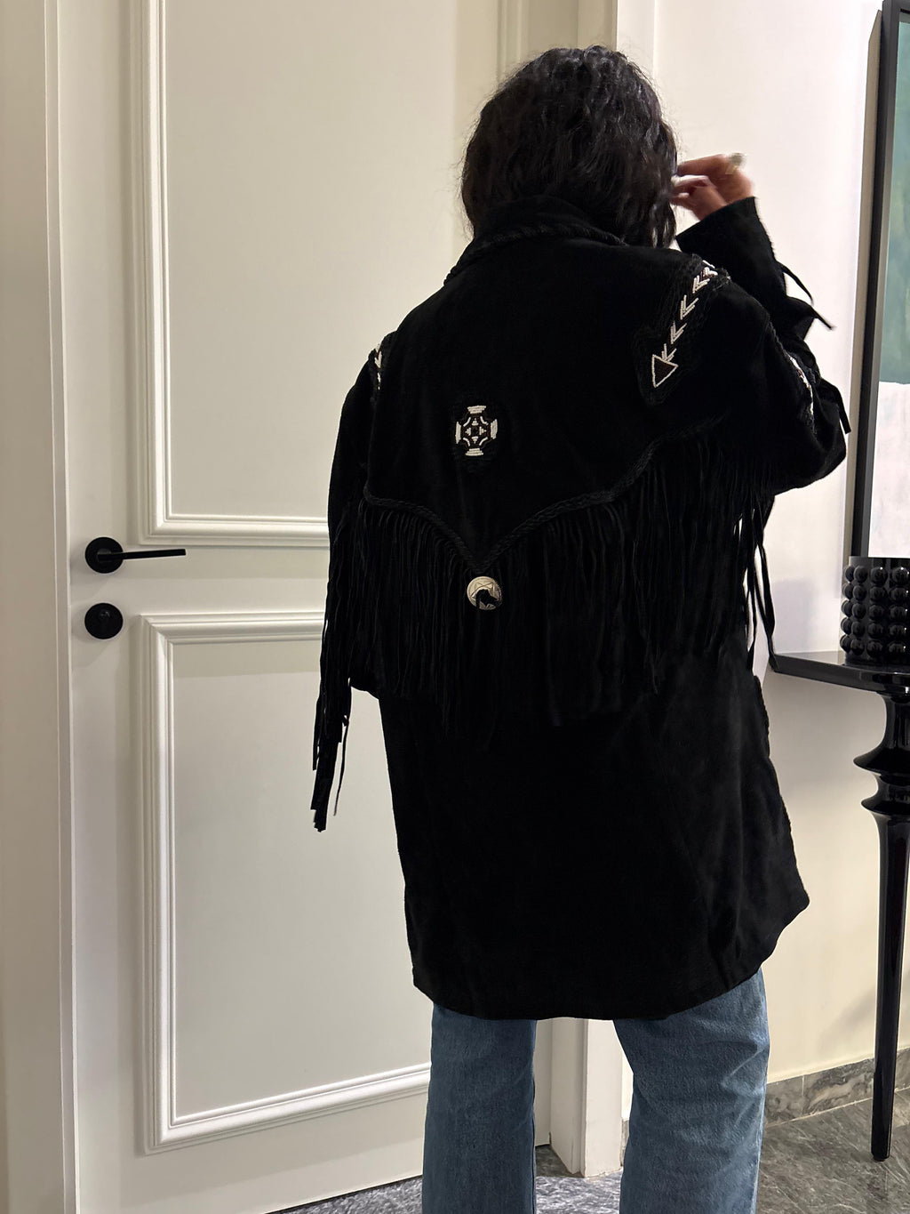 Vintage Western Fringed Suede Jacket