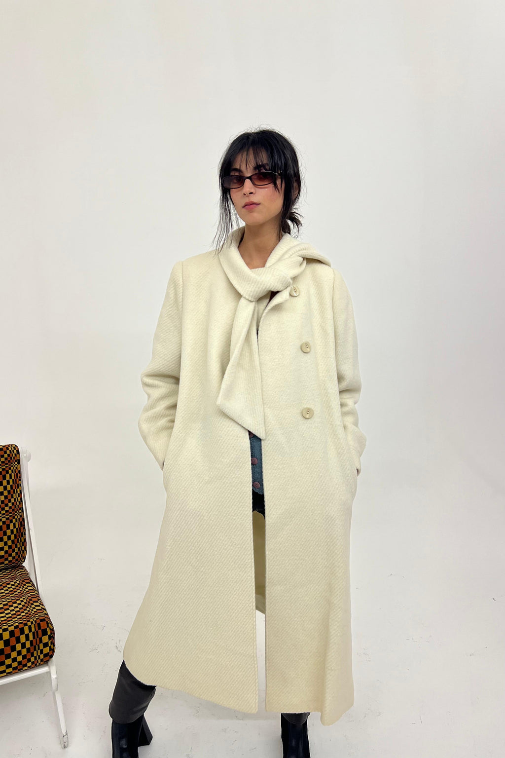 Vintage wool scarf coat