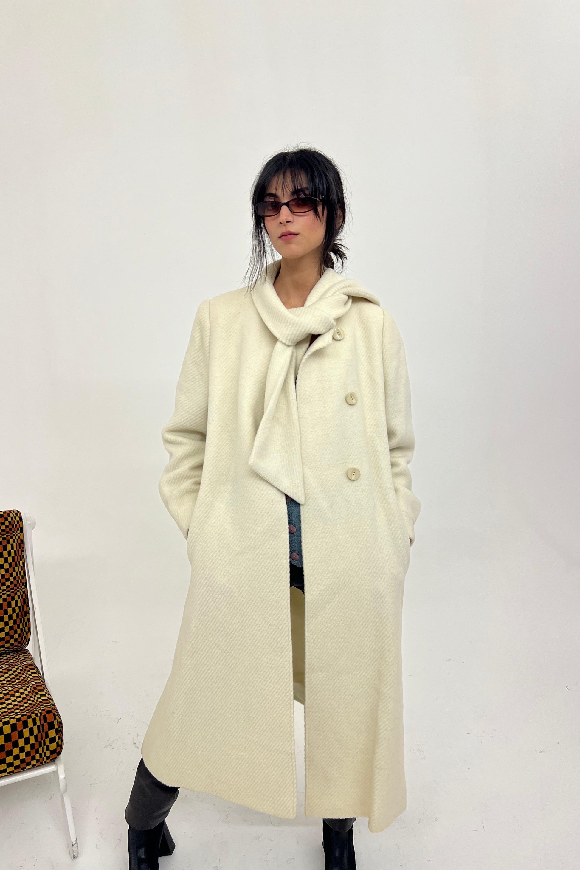 Vintage wool scarf coat