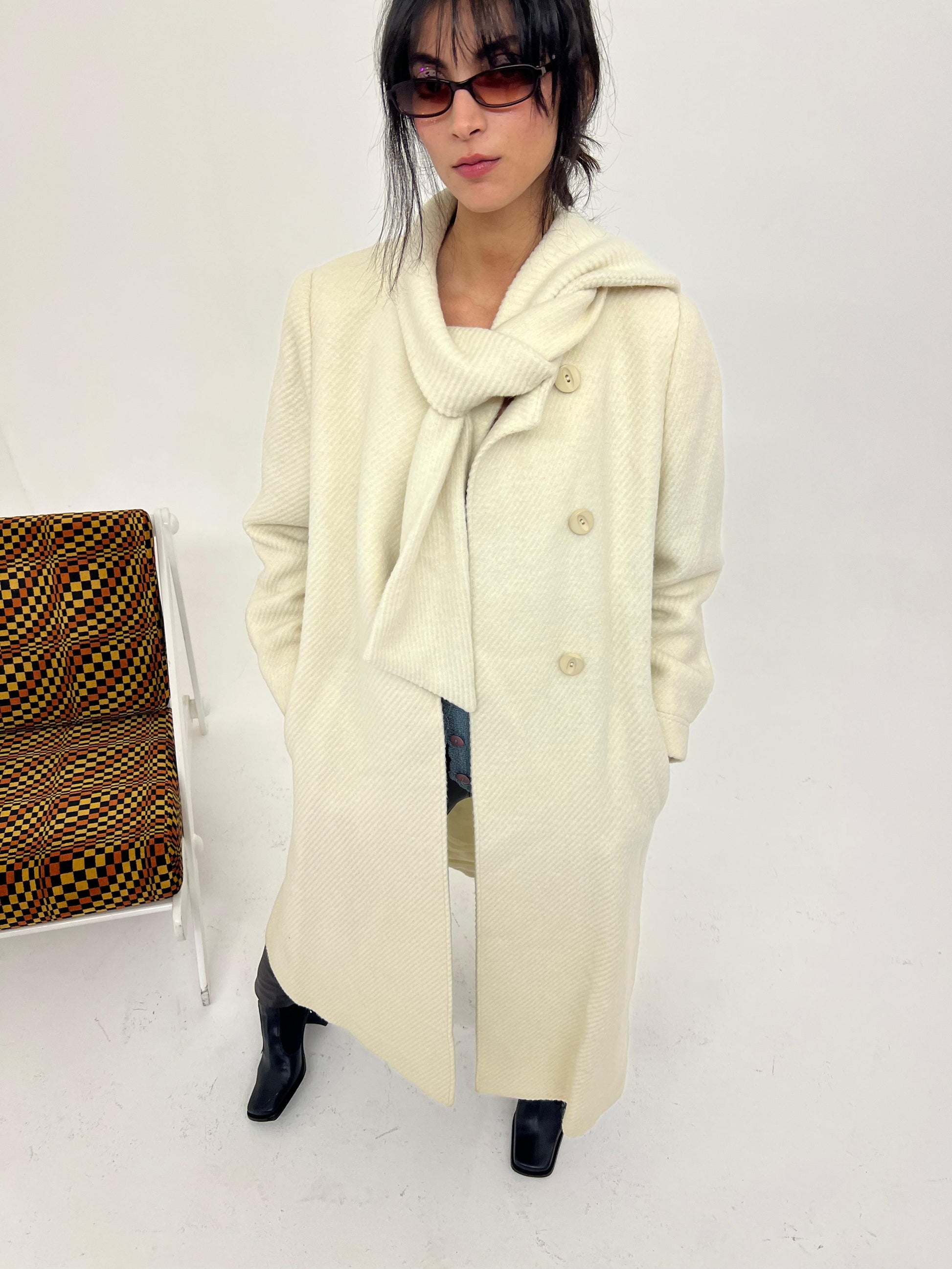 Vintage wool scarf coat