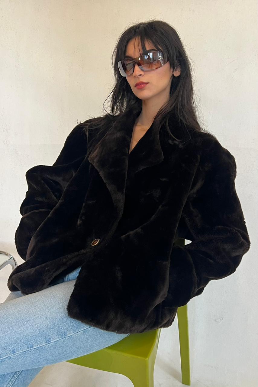 Vintage brown faux fur jacket