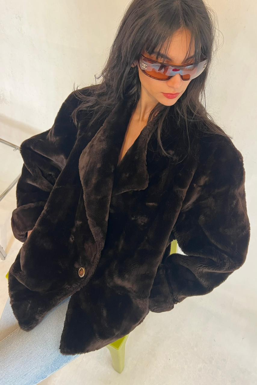 Vintage brown faux fur jacket