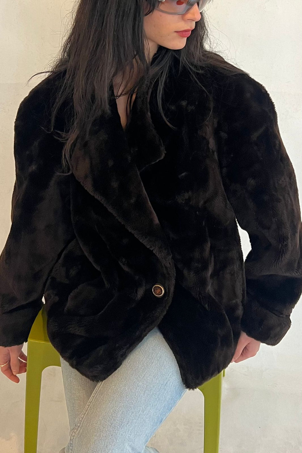 Vintage brown faux fur jacket