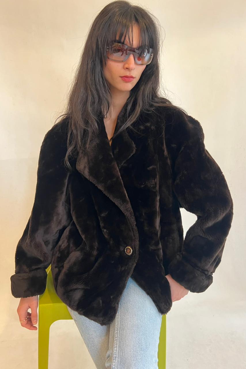 Vintage brown faux fur jacket