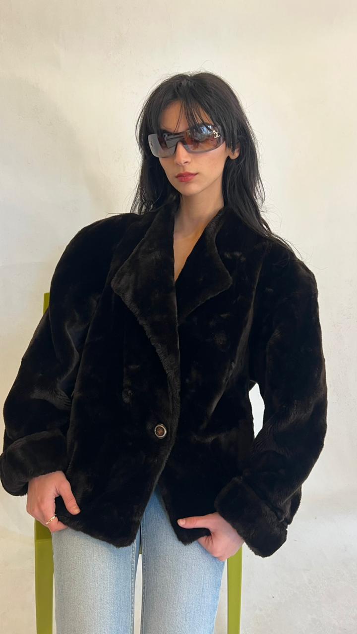 Vintage brown faux fur jacket