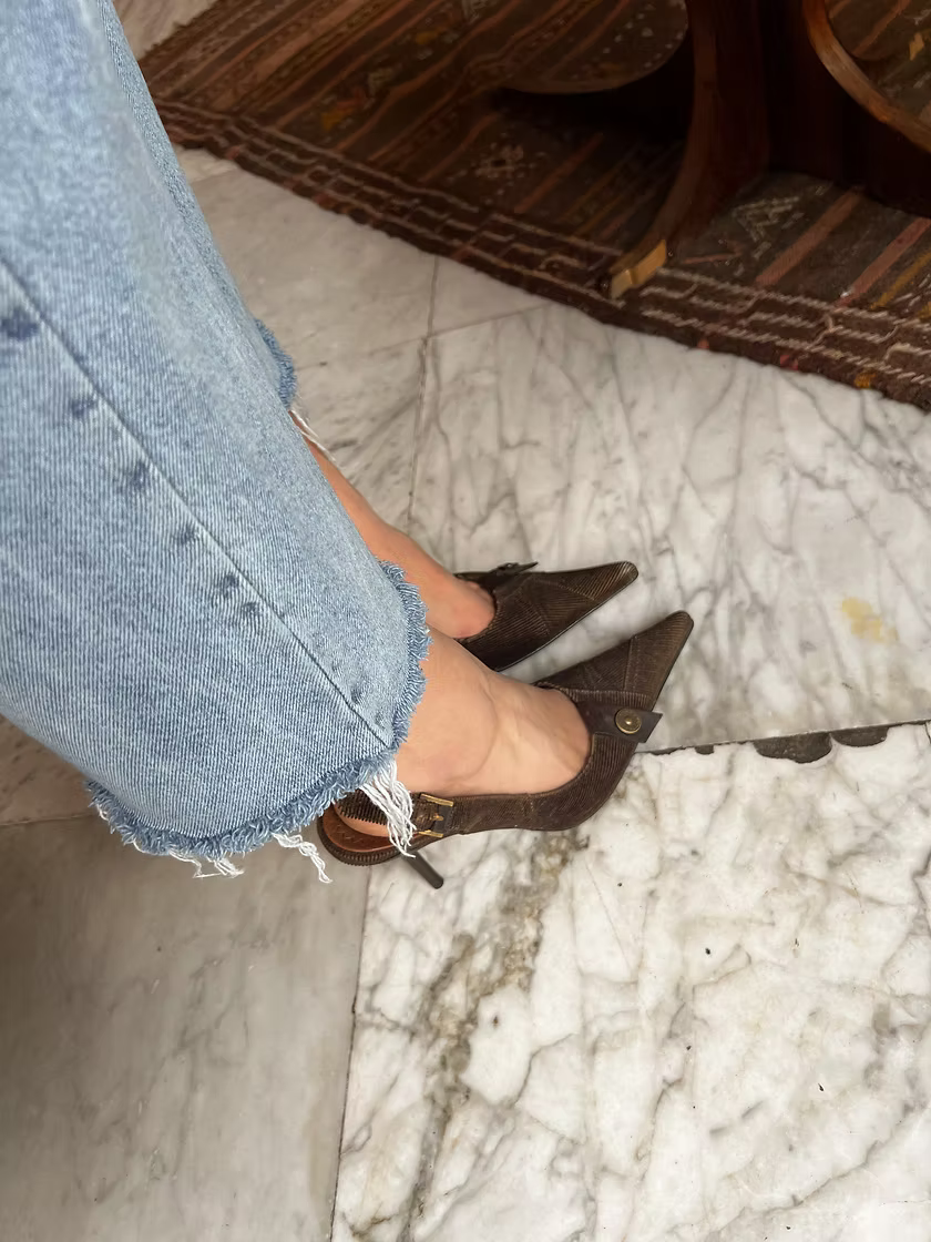 Vintage Casadei Brown Suede Mules
