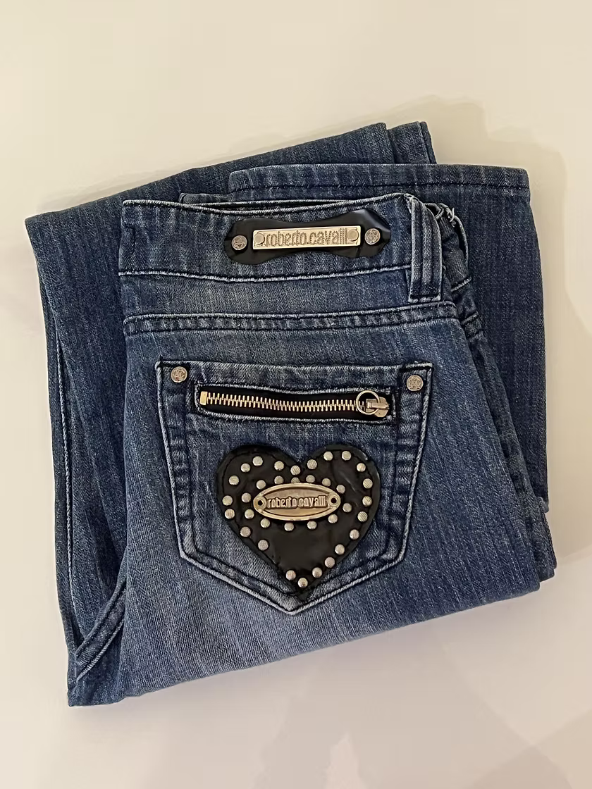 Vintage Roberto Cavalli Y2K heart jeans