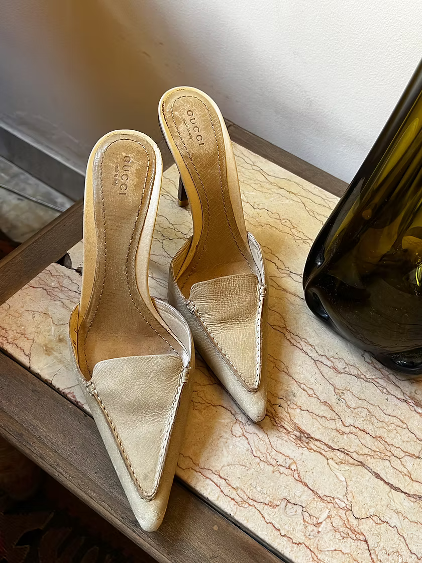 Vintage Gucci Nude Mules