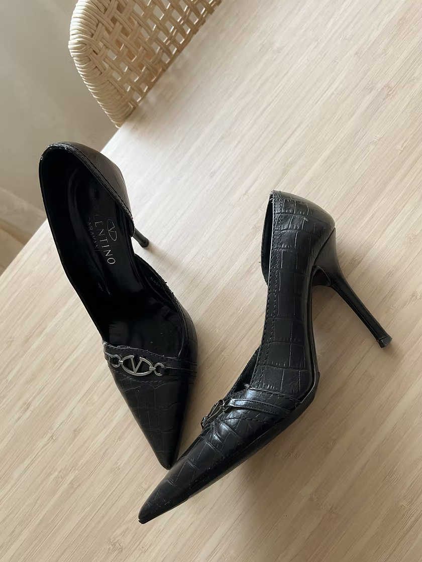 Vintage Valentino Black Leather Heels