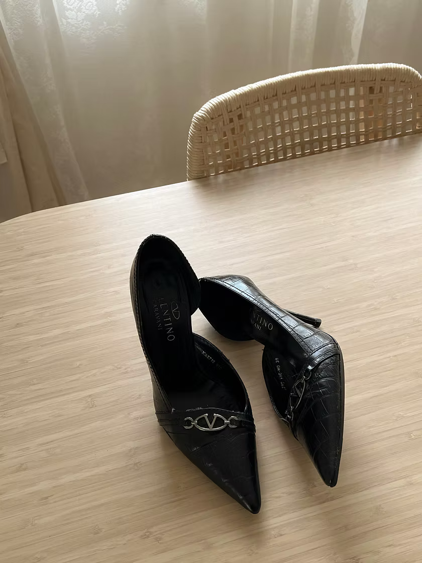 Vintage Valentino Black Leather Heels