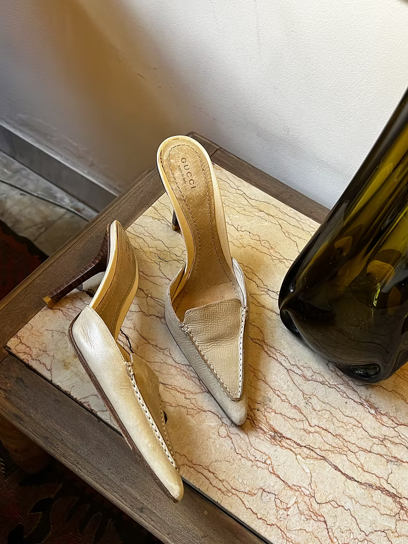 Vintage Gucci Nude Mules