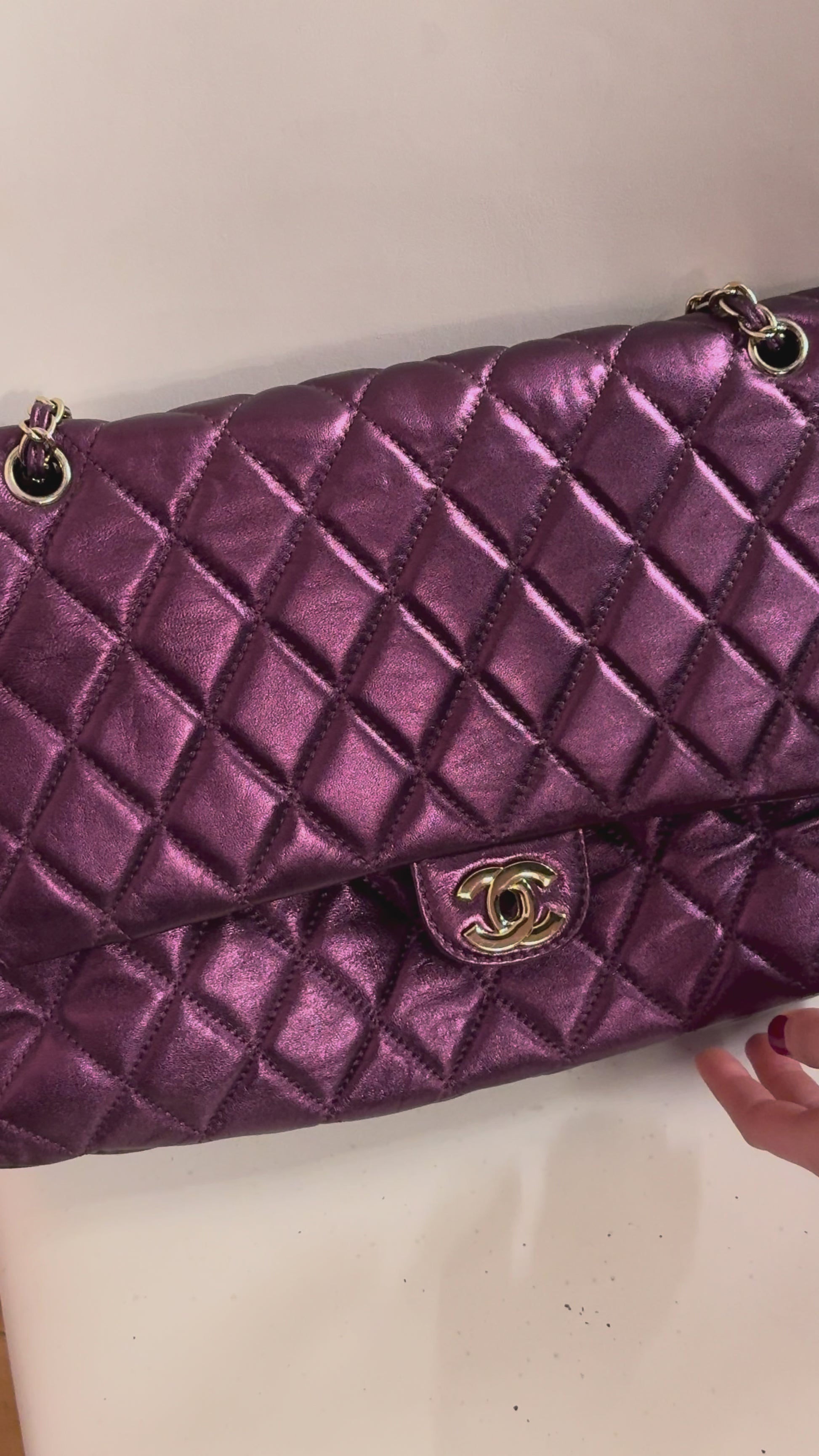 Chanel caviar duffle bag in purple