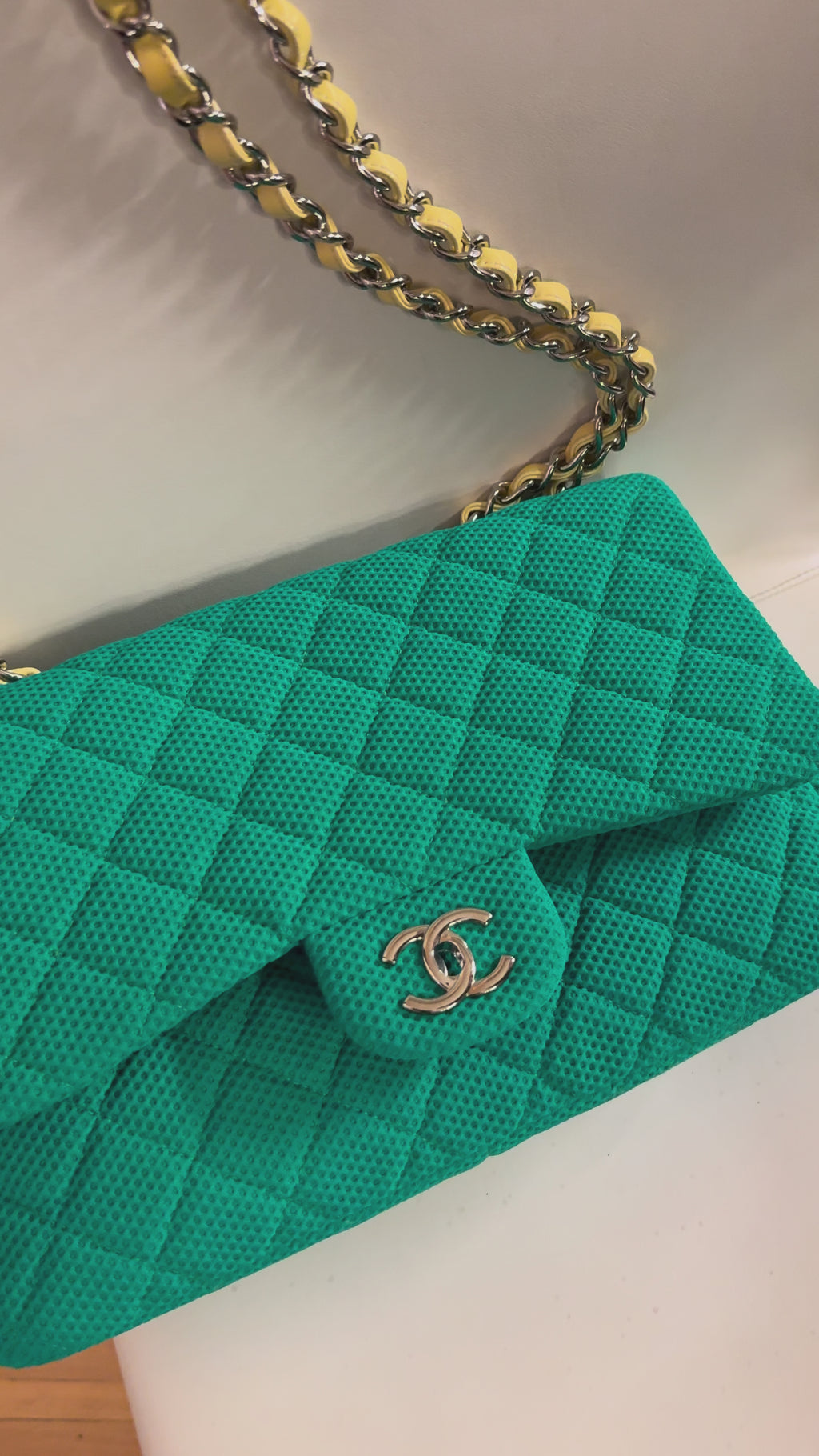 2009-2010 Medium Green Chanel cloth flap bag