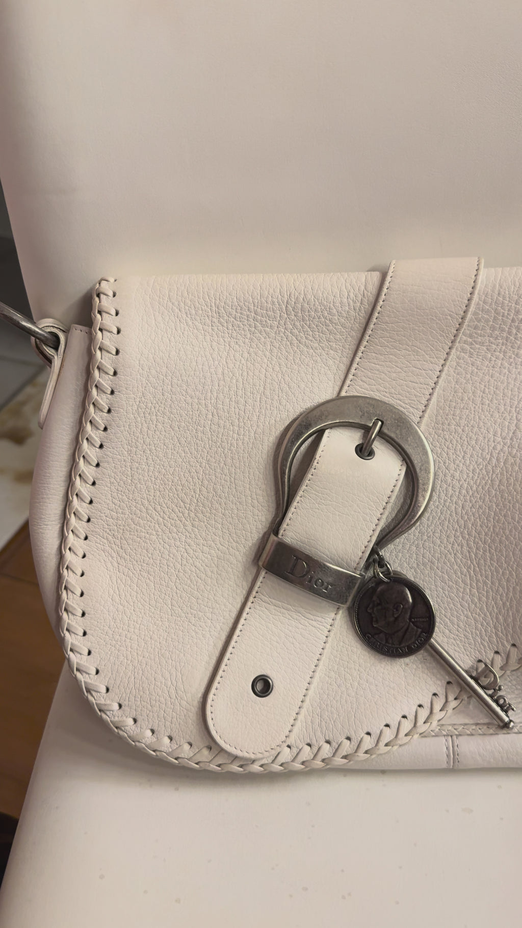 2006 Christian Dior Gaucho leather bag in white