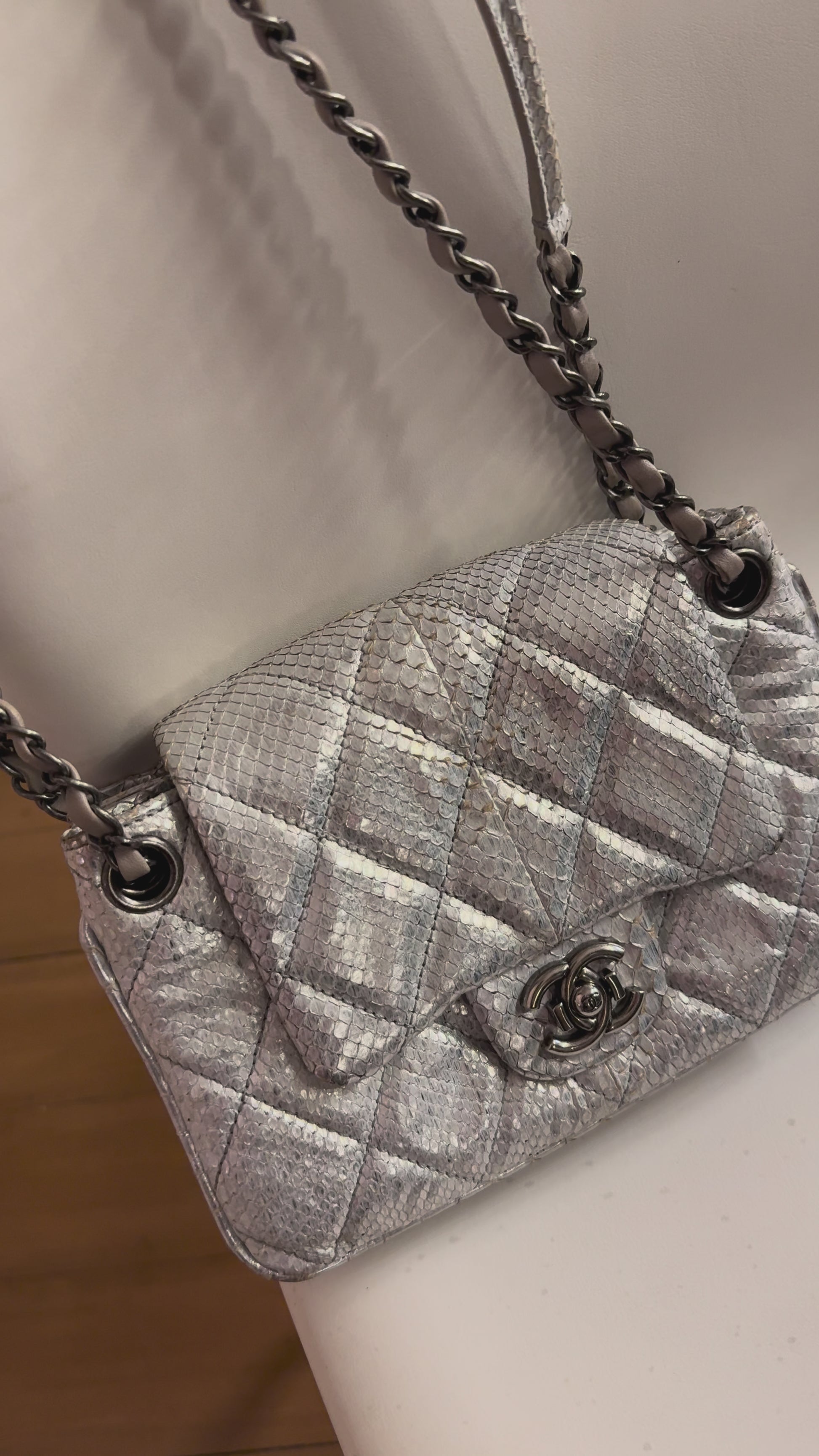 2010 Chanel limited edition silver shoulder bag
