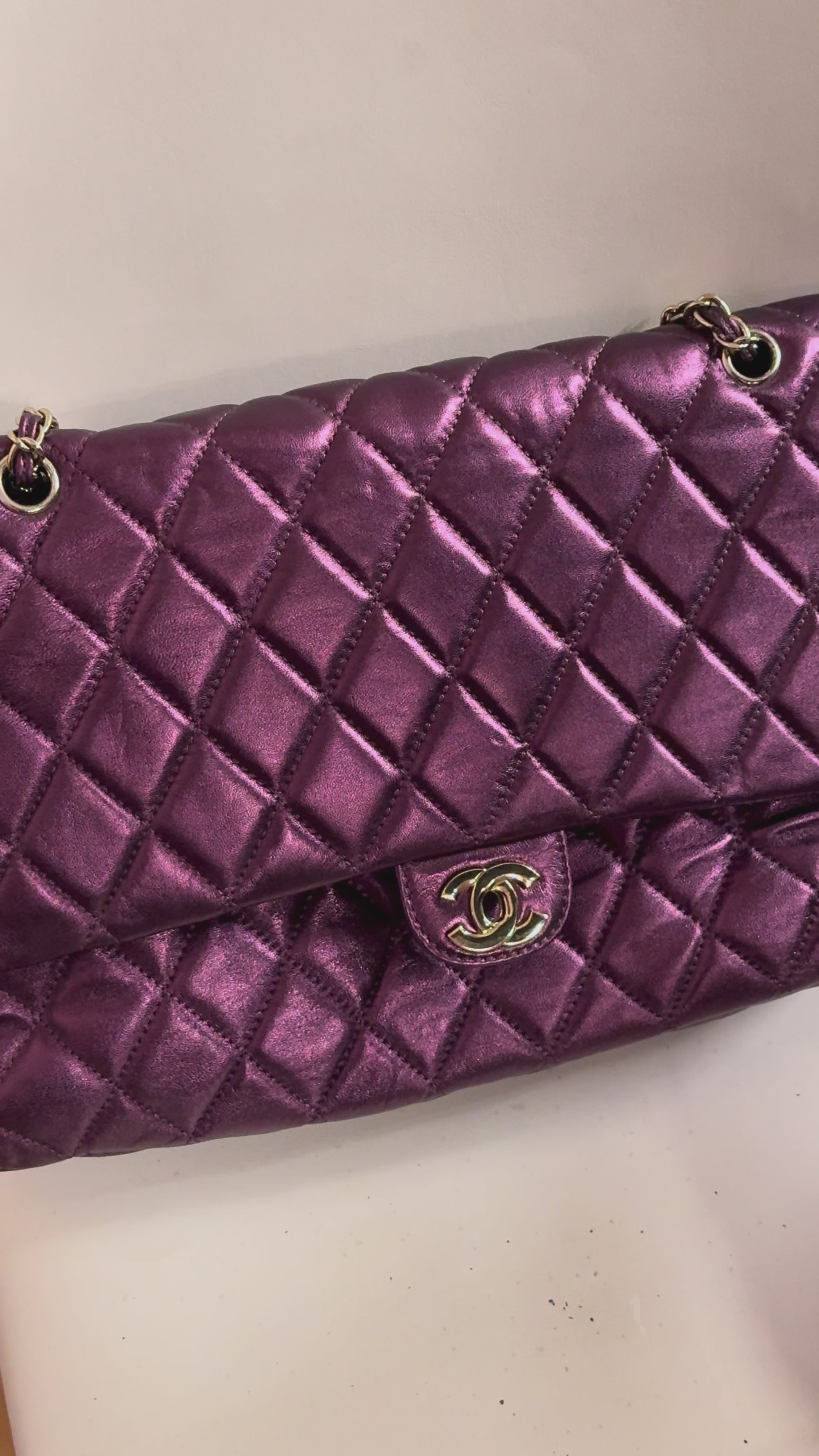 Chanel caviar duffle bag in purple
