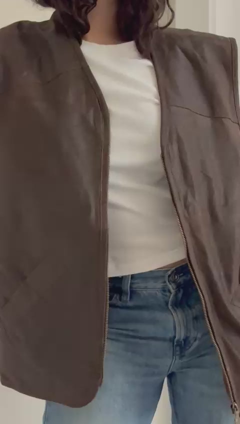 Vintage Brown Leather Vest